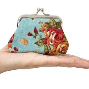 Kiss Lock Change Purse Tapestry Floral Rose